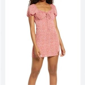 BP Ditsy Floral Tie Front Mini Dress